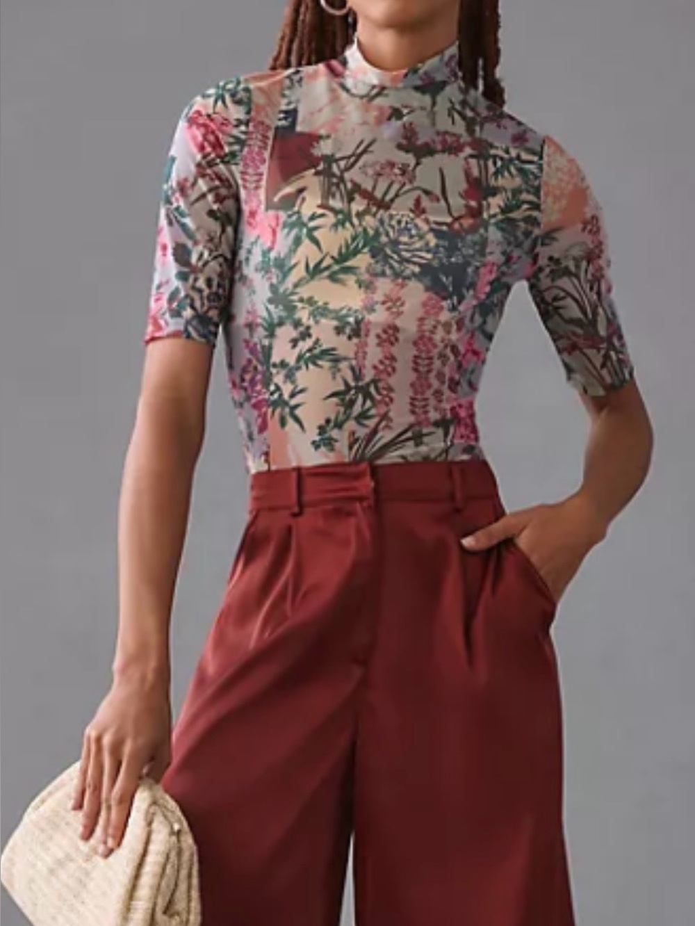 Anthropologie mesh fitted turtle neck top NWT size M